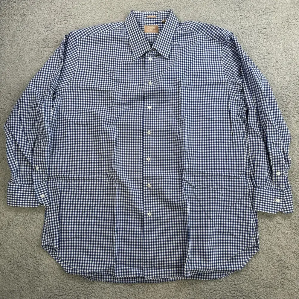 Gitman Bros Shirt Mens 18 34‎ Blue Long Sleeve Button Down Casual USA
